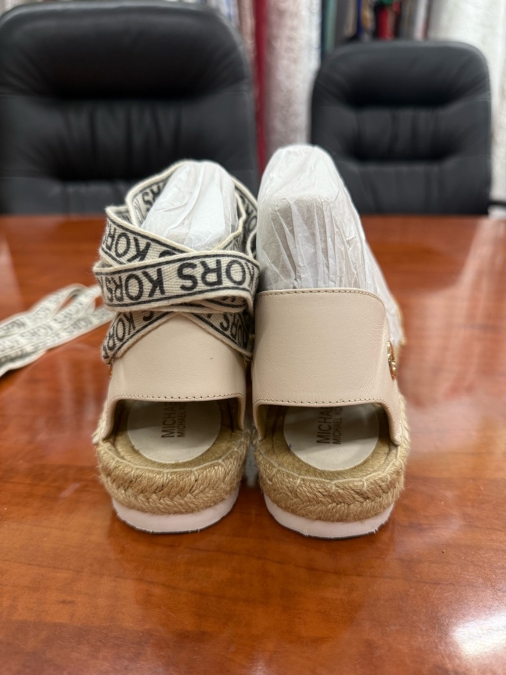 Michael Kors Natural Beige Espadrille Ankle-Tie Flats - Picture 5 of 6